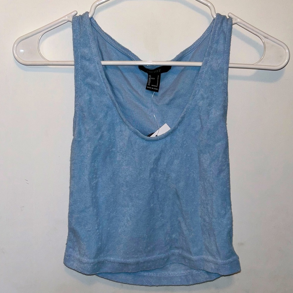 Forever 21 Fuzzy V-Neck Cropped Tank Top
